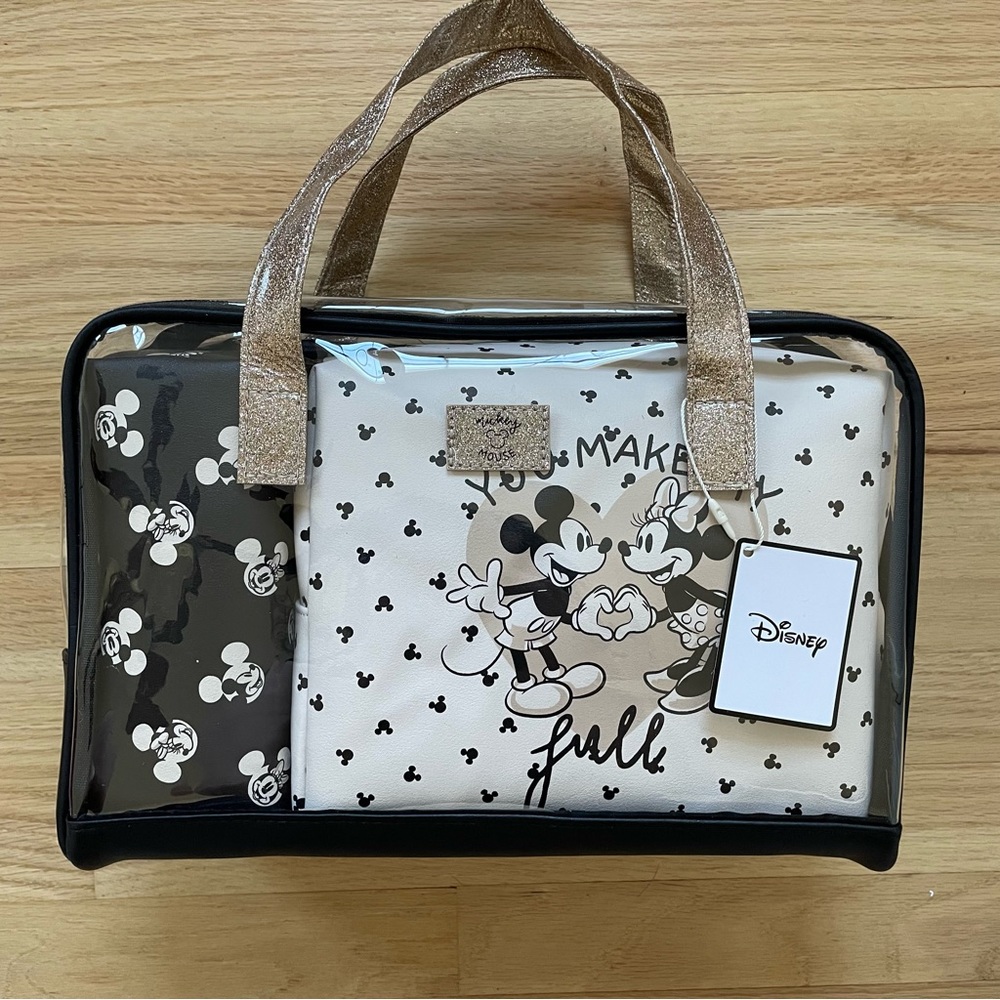 NWT Disney Mickey & Minnie 3 Piece Travel or Home Cosmetic Makeup Cases